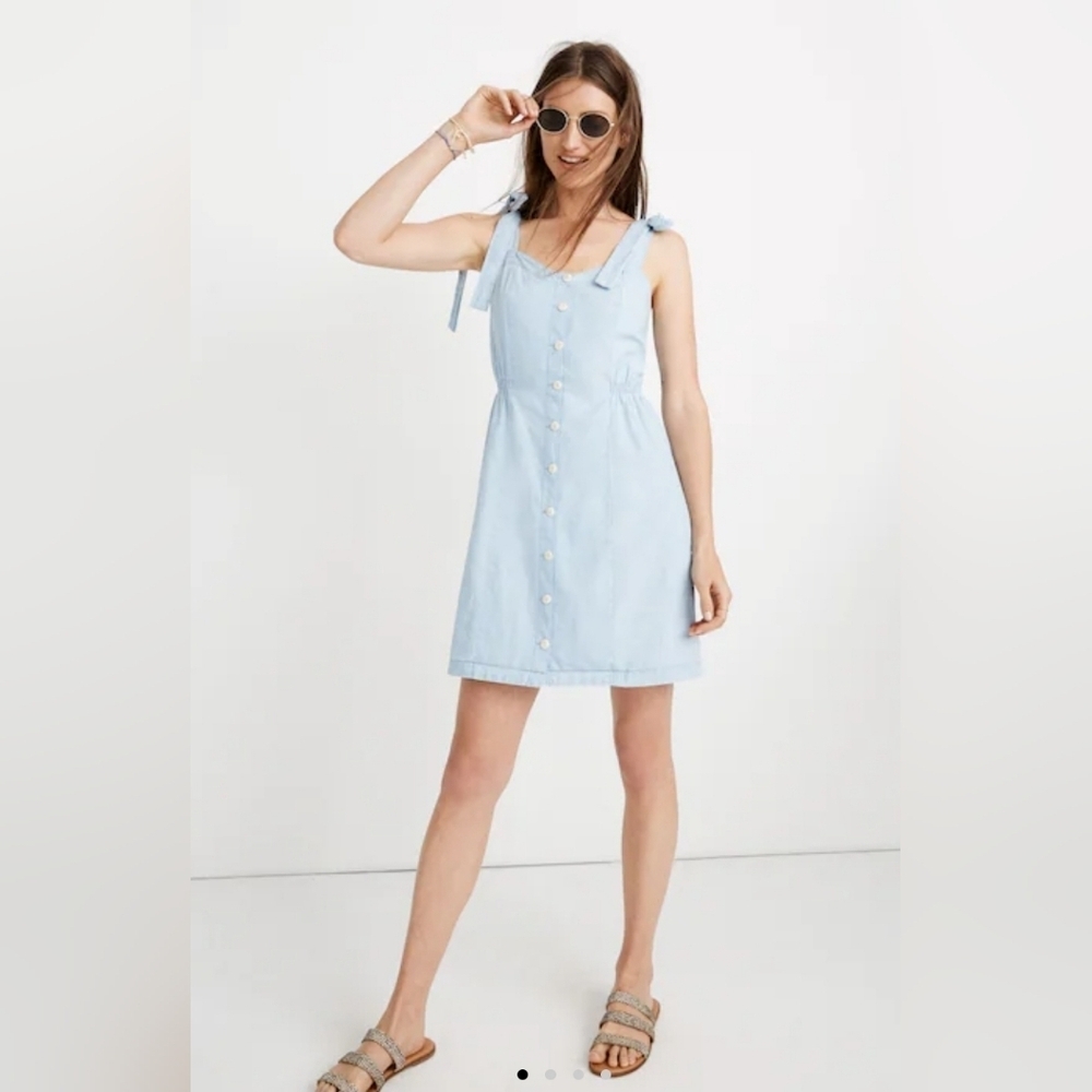 Madewell Light Blue Tie-Strap Mini Dress